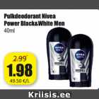 Allahindlus - Pulkdeodorant Nivea
Power Black&White Men
40ml
