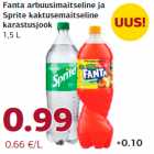 Fanta arbuusimaitseline ja
Sprite kaktusemaitseline
karastusjook
1,5 L