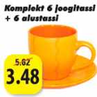 Allahindlus - Komplekt 6 joogitassi + 6 alustassi