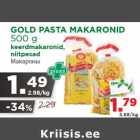 Allahindlus - GOLD PASTA MAKARONID
500 g