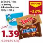 Snickers, Twix
ja Bounty
šokolaadibatoon