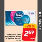 Allahindlus - Tualettpaber Zewa
Deluxe Pure White,
3-kihiline, 8 rulli**