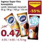 Allahindlus - Ingman Super Viva
koorejäätis
vanilli, šokolaadi, karamelli
95 g / 96 g / 100 g / 150 ml