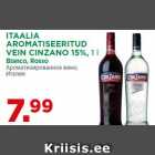 ITAALIA
AROMATISEERITUD
VEIN CINZANO 15%, 1 l
Bianco, Rosso