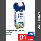 Allahindlus - Täispiim Alma 3,8-4,2%, 1 l
