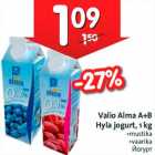 Valio Alma A+B Hyla jogurt, 1 kg •mustika •vaarika