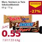 Allahindlus - Mars, Snickers ja Twix
šokolaadibatoon