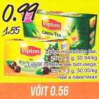 Lipton mustsõstra tee 25 x 1,6 g; Lipton roheline tee tsitrusega, 25 x 1,3 g