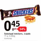 Allahindlus - Šokolaad Sniskers, 2-pakk, 75 g