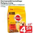 Kuiv koerasööt loomalihaga
Pedigree, 2,6 kg
