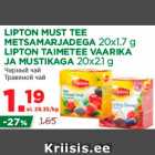 Allahindlus - LIPTON MUST TEE METSAMARJADEGA 20x1.7 g; LIPTON TAIMETEE VAARIKA JA MUSTIKAGA 20x2.1 g