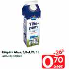 Täispiim Alma, 3,8-4,2%, 1 l
