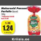 Allahindlus - Makaronid Panzani
Farfalle(lipsud)
500g