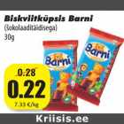 Allahindlus - Biskviitküpsis Barni
(sokolaaditäidisega)
30g