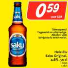 Allahindlus - Hele õlu 
Saku Original, 
4,6%, 50 cl