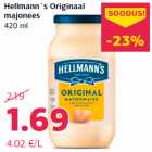 Hellmann´s Originaal
majonees
420 ml