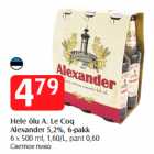 Hele õlu A. Le Coq
Alexander 5,2%, 6-pakk