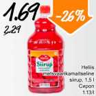 Allahindlus - Heliis metsvaarikamaitseline siirup, 1,5 l