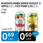 ALKOHOLIVABA SIIDER HOGGY´S APPLE 0,5 L, FIZZ PEAR 1,2%, 0,5 L