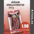 Allahindlus - JÄÄGRI GRILLVORSTID 365 G