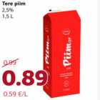 Allahindlus - Tere piim
2,5%
1,5 L