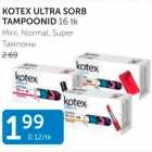 KOTEX ULTRA SORB TAMPOONID 16 TK