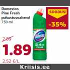 Allahindlus - Domestos
Pine Fresh
puhastusvahend
750 ml