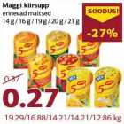 Allahindlus - Maggi kiirsupp erinevad maitsed
14 g / 16 g / 19 g / 20 g / 21 g