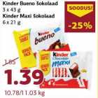 Allahindlus - Kinder Bueno šokolaad 3 x 43 g
Kinder Maxi šokolaad 6 x 21 g