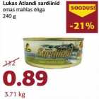 Allahindlus - Lukas Atlandi sardiinid omas mahlas õliga 240 g