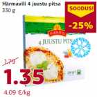 Allahindlus - Härmavili 4 juustu pitsa
330 g