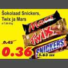 Allahindlus - Šokolaad Snickers, Twix ja Mars