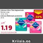 Allahindlus - Libresse Ultra Thin hügieeniside
Normal, Long
10 tk / 8 tk
Libresse Multistyle pesukaitse
28 tk