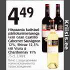 Allahindlus - Hispaania kaitstud päritolunimetusega vein Gran Castillo Cabernet Sauvignon 12%, Shiraz 12,5% või Viura & Chardonnay 11%, 75 cl