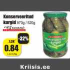 Allahindlus - Konserveeritud
kurgid 870g / 520g