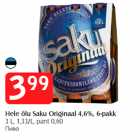 Hele õlu Saku Originaal 4,6%, 6-pakk