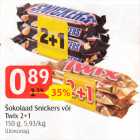 Šokolaad Snickers või
Twix 2+1