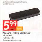 Akupank Leather, 2600 mAh, värv must