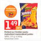 Peekoni ja Cheddar juustu maitselised maisisnäksid Jumbo