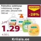 Allahindlus - Palmolive vedelseep milk&honey,orange,anti odor, almond milk 300ml